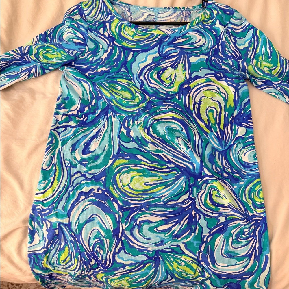 Lilly Pulitzer Blue, Teal & Lime oyster dress